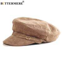 ✣ BUTTERMERE Women 39;S Hats For Autumn Newsboy Cap Corduroy Khaki Painter Hat Flat Ladies Solid Casual Classic Baker Boy Cap Black