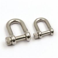 1 pcs Stainless Steel Carabiner D Bow Shackle Fob Key Ring Keychain Hook Screw Joint Connector Buckle Solid Metal 2 Size