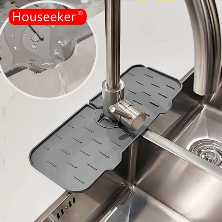 Houseeker Kitchen Faucet Absorbent Mat Silicone Sink Splash Guard Faucet Splash Catcher Bathroom Kitchen Countertop Protector Tools