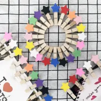 Mini Star Wooden Clips Multi Color Cute Star Pegs DIY Photo Clips Xmas Wedding Party home Decor Wooden Clothes Clips Clips Pins Tacks