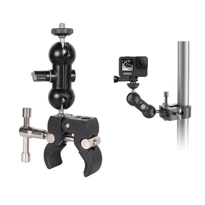 Super Magic Arm Clamp with 14 and 38 Thread 360° Ball Head For 12mm55mm Rods Cameras Umbrellas