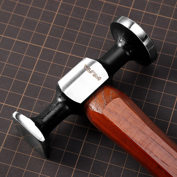 wuta-leather-steel-hammer-original-design-carbon-steel-double-head-smooth-hammer-mallet-professional-leather-craft-tool-1-pcs