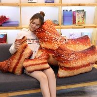 【CW】Cute Realistic Streaky Pork Pillow Cushion Lifelike Food Plush Dolls Hotel Furnishing Props Kids Practical Jokes Stuffed Toy