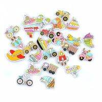 25Pcs Handwork Crafts And Scrapbooking Mixed Vehicle Car Shape Buttons Wooden Decor DIY Sew For Clothing Flatblck Button M1666 Haberdashery