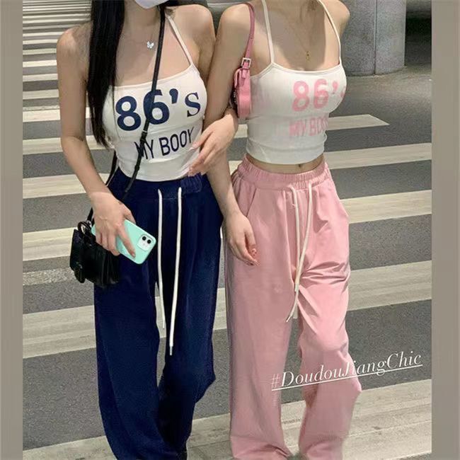 พร้อมส่ง-เสื้อสายเดี่ยว-มีฟองน้ำ-เว้าหลังสายถัก-845