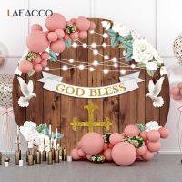 ACustom Wood Board ดอกไม้ Dove Golden Cross God Bless รอบพื้นหลังแบนเนอร์การถ่ายภาพฉากหลัง Photocall Circle Decor PropsM