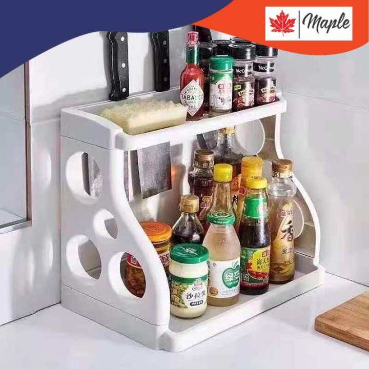 (MAPLE SHOP) Multifunctional 2Layer Kitchen Condiments Shelf Storage