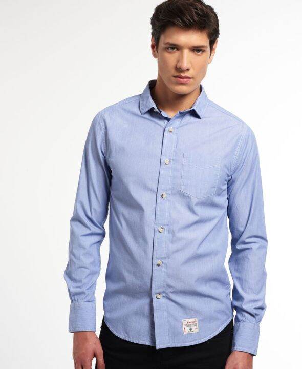 superdry-long-sleeve-laundered-cut-collar-shirt-เสื้อเชิ้ตสำหรับผู้ชาย