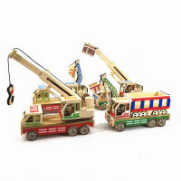 Wooden Engineering Truck Crane Excavator Home Decoration Car Model Student Gifts &amp; Crafts Wholesale