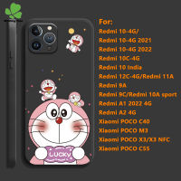 เคสการ์ตูนโดราเอมอนน่ารัก TPU TPU แบบนิ่มป้องกันการตกสำหรับ Redmi 10 10C 12C 11A 9 9A 9i A2 A1 Xiaomi POCO C55 M2 C40 M3 X3 NFC