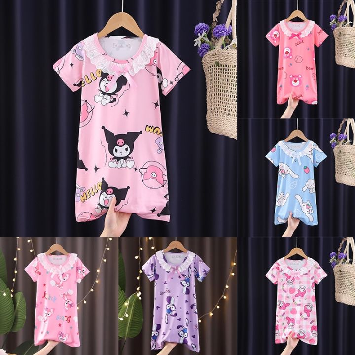 Kuromi Pajama For Kids Girls Lotso Cinnamoroll Sleepwear Dress For ...