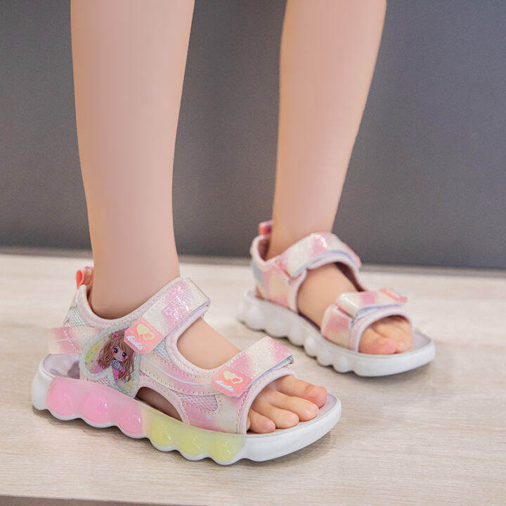 รองเท้าแตะพื้นรองเท้ายางหนัง-pu-สำหรับเด็กผู้หญิง-รองเท้าส้นเตี้ยการ์ตูนน่ารักสำหรับฤดูร้อนแฟชั่น
