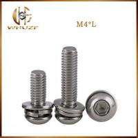 M4 304 Stainless Steel Bulat Kepala Piring Hexagonal Sekrup Kombinasi tiga Sekrup Kombinasi M4 x 8/10/12-30 Mm