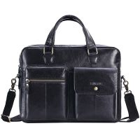 M2PI UNCLE Mens Leather Briefcase Messenger Bag Shoulder Bag Retro 14 Inch Laptop Capacity Handbag