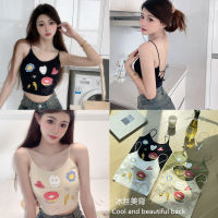 Hot Girl Ice Silk Inner Cross Beauty Back Camisole Womens New Summer Cartoon Print Slim Fit Can Be Outerwear Top