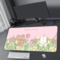 Kawaii Cute Pc Gaming Mousepad Keyboard Pads Gamer Rubber Desk Mat Rubber XXL Mouse Mat Plant Carpet 900x400mm