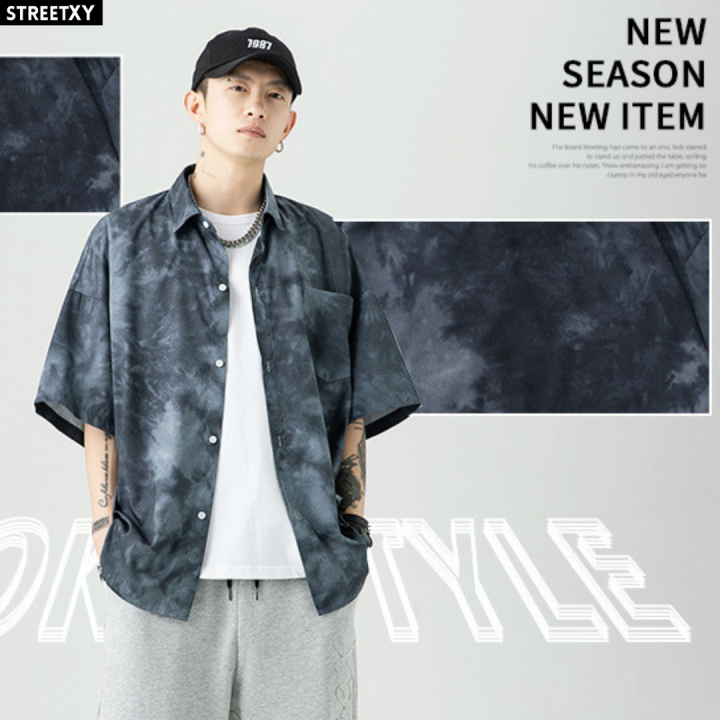 streetxy-tie-dye-shirt-เสื้อเชิ้ตโอเวอไซต์-สีมัดย้อม