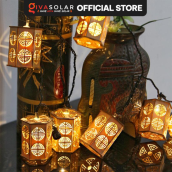 Dây đèn led hình đèn lồng bằng gỗ trang trí tết năm mới quán cà phê trà