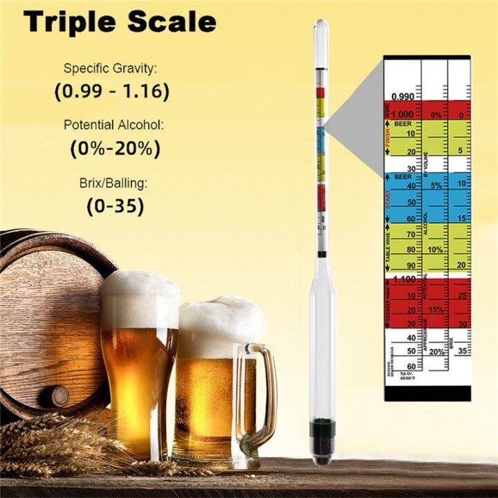 1/2pc Triple Scale Hydrometer For Home Brew Wine Beer Cider Alcohol Testing 3Scale Hydrometer