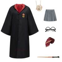 Unisex Children Adult Slytherin Cosplay Costume Magic School Uniform Wizard House Robe With Patch Halloween Costume