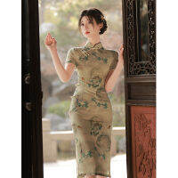 ผู้หญิงจีนปรับปรุง Cheongsam ฤดูร้อนแขนสั้นชุดวินเทจหญิงเครื่องแต่งกายแบบดั้งเดิม Qipao S To XXL