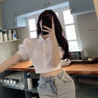 Bubble sleeve blouse woman summer new white blouse short Korean version blouse