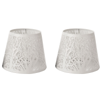 2X Small Lamp Shade Clip on Bulb,Barrel Metal Lampshade with Pattern of Trees for Table Chandelier Wall Lamp White