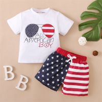 Summer Newborn Baby Girls Boys 4th of July Outfit American Flag Tee Shirt Short Pants Toddler Independence Day Clothes Set  by Hs2023