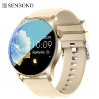 SENBONO Round Women Smart Watch Full Touch Screen Sports Fitness Tracker IP67 Waterproof Womens Smartwatch Men for Android iOS