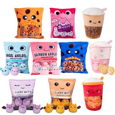 【LZ】℡ﺴ  8pcs/lots 4 Designs Creative Plush Toys Totoro Snack Pillow Doll Stuffed Cartoon Animal Food Snack Ramen Pudding Candy Bag Plush