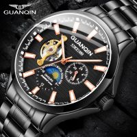 ZZOOI Top Brand GUANQIN Original Business watch men Automatic Luminous clock Tourbillon Mechanical Movement New Gift relogio masculino