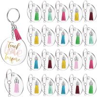 120pcs DIY Keychain Multi-coloured Tassel Pendant Round Acrylic Key Chain Metal Keychain Ring Set Wholesale Accessories