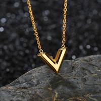 2021Diamon 2020 New Stainless Steel Simple V Necklace For Women Letter Pendant Necklace Ketting Friendship Gifts Female Jewelry