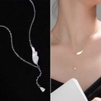 Natural Shell Angel Wing Necklace for Women 14K Copper Plated Real Gold Noble Dazzling Zircon Clavicle Kolye Bijoux Gift Fashion Chain Necklaces