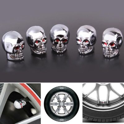 5Pc Skull Tyre Tire Wheel Car Auto Valves Cap Dust Stem Cover BicycleMotocycle