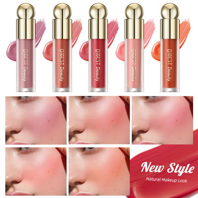 QIBEST Liquid Blush Stick พร้อม Cushion Natural Liquid Contouring สำหรับ Face Blusher Pigment Lasting Cheek Tint Cream บลัชออนแต่งหน้า ~