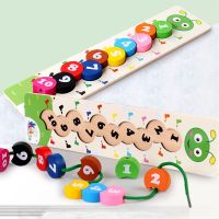 Baby Number Learning Toys Montessori Colorful Wooden Stringing Threading Caterpillar Digital Beads Educational Toys For Children