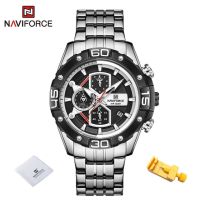 ⌚2023นาฬิกาข้อมือเล่นกีฬา NAVIFORCE สำหรับผู้ชายนาฬิกาข้อมือหนังแท้กันน้ำแบรนด์หรูทหารนาฬิกาผู้ชายนาฬิกาข้อมือโครโนกราฟ