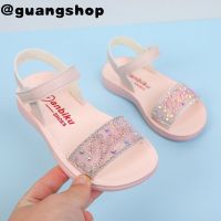 guangshop รองเท้าแตะเด็กผู้หญิงมีสไตล์หนังเทียมรองเท้าตีนตุ๊กแกแบบนิ่ม2-16ปีกันลื่นรองเท้าเด็ก T22N04CC-166