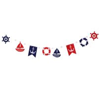 Nautical Banner Ocean Sea Themed Party Bunting Garland Sailboat Anchor Beach Hanging Sign Mediterranean Ornaments for Summer