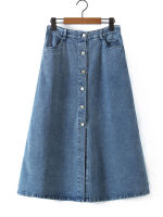 Good Quality Plus Size Washed Denim Skirt Women 2023 Spring Summer Korean R Fashion Slit Single Breasted A-line Bottoms