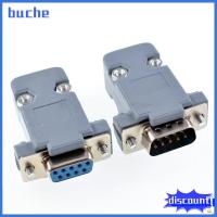 BUCHE พอร์ต COM 485 DB9ปลั๊กตัวเชื่อมต่อ D-Sub พร้อมเปลือกพลาสติก RS232 Serial ซ็อกเก็ตพอร์ตตัวเมียตัวผู้ ขั้วต่อปลั๊กคอม ป้องกันปกป้องปกป้อง ช่องเสียบแจ็ค9ขา สายเคเบิลสายไฟ