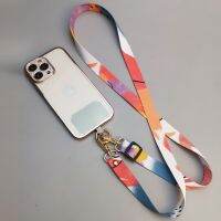 Colorful Crossbody Shoulder Strap Canvas Pattern Neck Adjustable Broadband Antiloss Rope Clip Hanging Chain Mobile Phone Lanyard