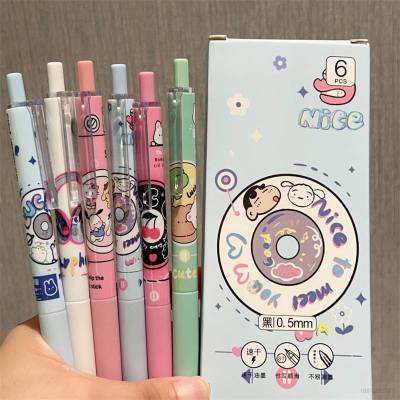 6PCS Crayon Shin-chan music Click ball pen cartoon cute gel pen stationery for students