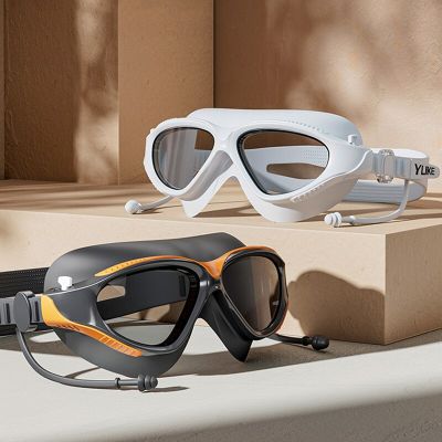 New Myopia Swimming Goggles Adjustable Adult Silicone Big Frame HD Anti-fog Swim Glasses Earplug Swimming Accessories Wholesale Accessories Accessorie