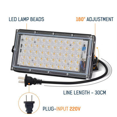 สปอตไลท์ LED 50W (ใช้ไฟบ้าน 220V) แสงขาว กันน้ำ