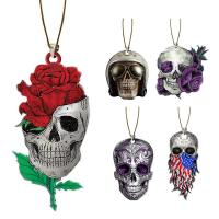 Car Pendant Skeleton Head Acrylic Skull Head Pendant for Rear View Mirror Car Pendant Interior Rear View Mirror Charm Accessories for Car Rear View Mirror Decor applied