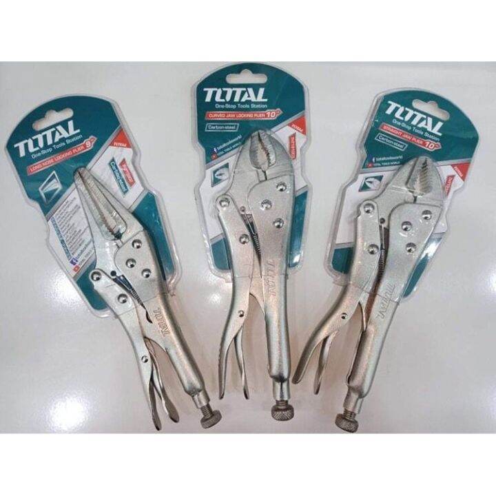 TOTAL Tools Vice Grip Pliers(Curved Straight Long Nose) Vise Grip Curved Jaw Locking Pliers