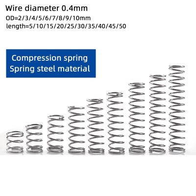 ◎☜ 10pcs Compression spring Spring steel small spring pressure return Y-type spring 0.4mm OD 2mm/3mm/4/5/6/7/8mm length 5mm to 50mm
