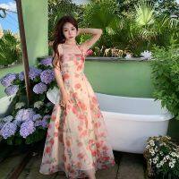 Sexy gorgeous chiffon neck dress summer advanced sense of gentle love temperament super fairy fairy skirt